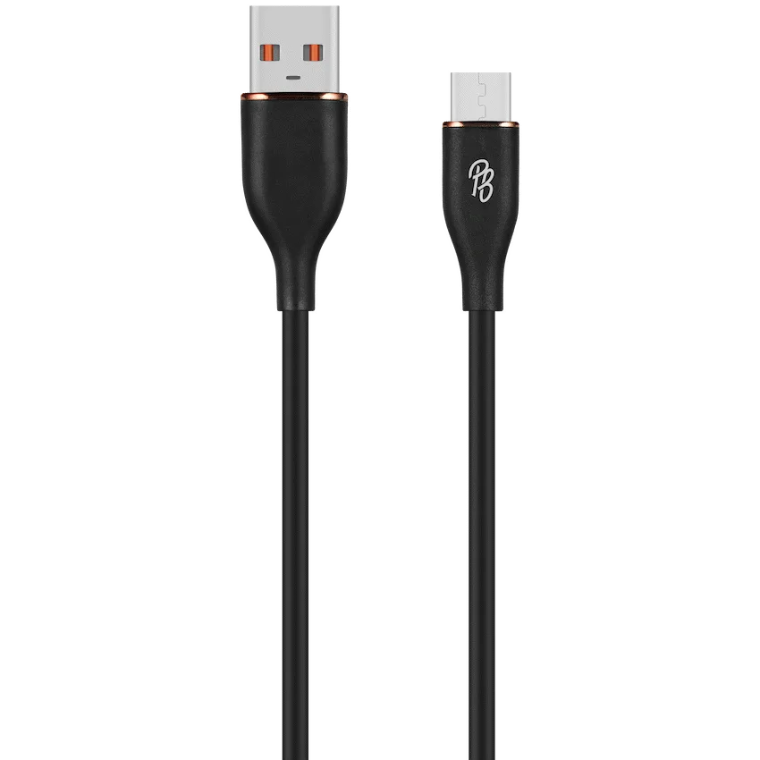 Pro Bass FlexiCord Series 2m USB to Micro Charging Cable - Black